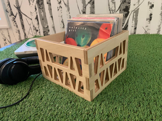 The Mini - 7" 45 RPM Plywood Record Storage Box - Mini Milk Crate Style